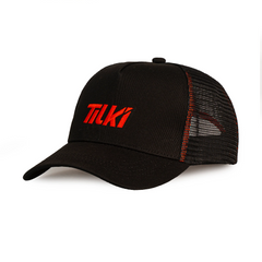 TILKI GORRO TEMEL MALLA NEGRO LOGO NARANJO